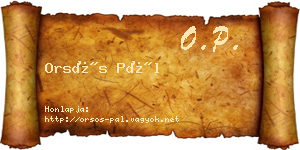 Orsós Pál névjegykártya
